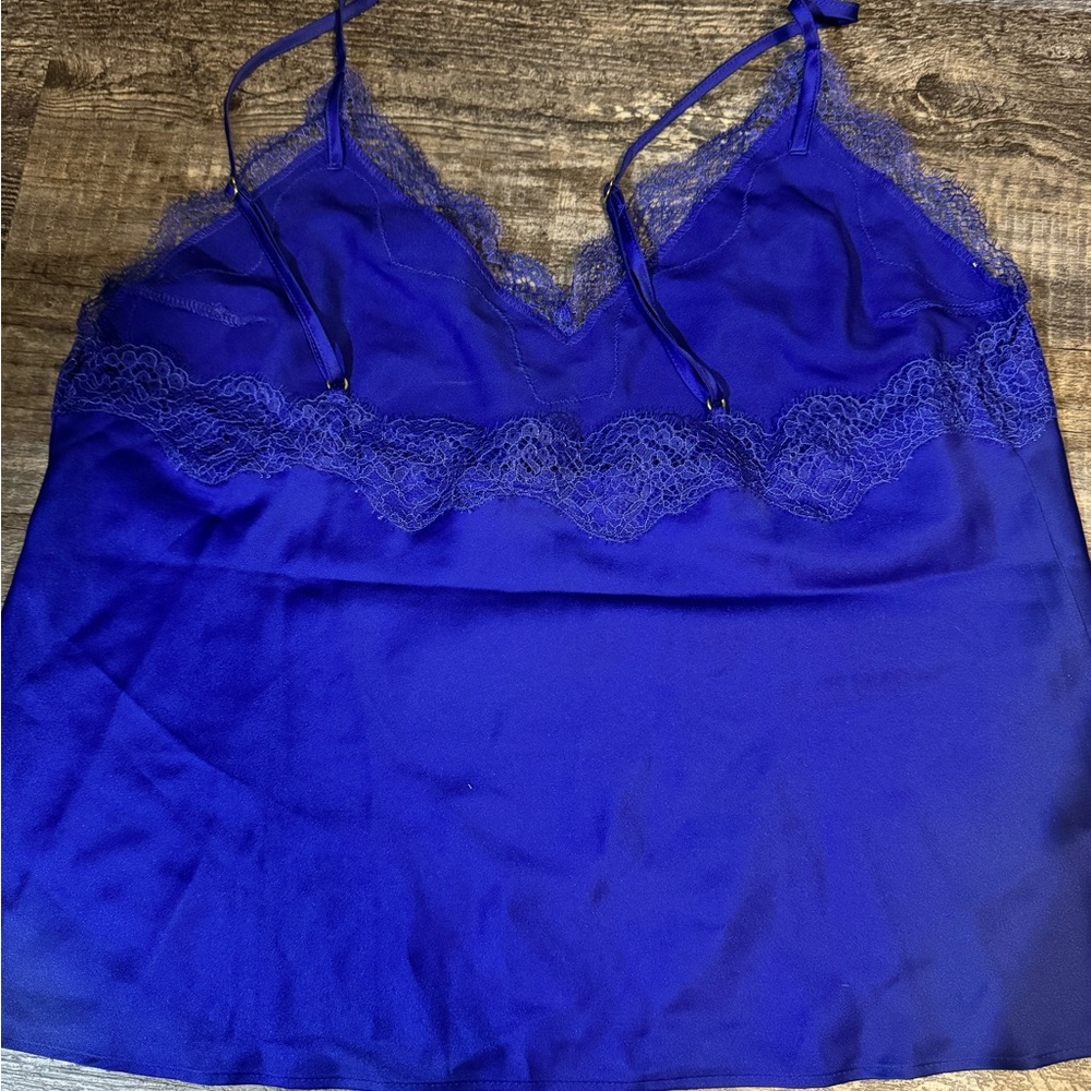 Women's Blue Lace Trim Sleepwear Set - Picture 4 of 4